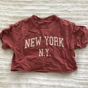 BRANDY MELVILLE New York pink crop top tee